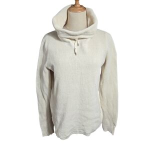 Ralph Lauren Jeans Women's Cream Waffle Knit Funnel Neck Pullover Shirt